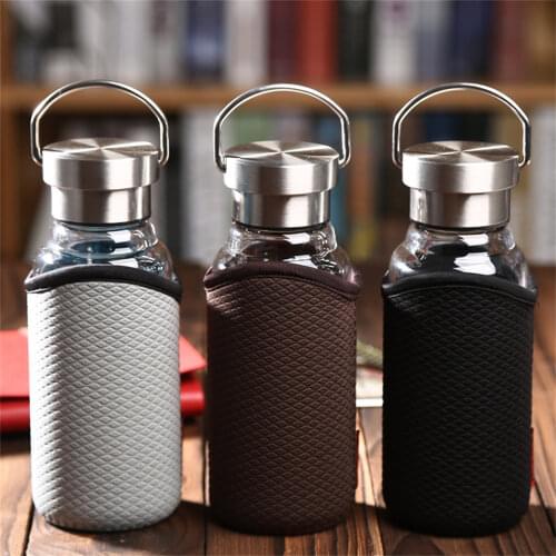 350/450/550ml Fashion Glass Water Drinking Bottles With Cover Water Bottle For Kid Girls School Office Travel Mug Coffee Tea Cup