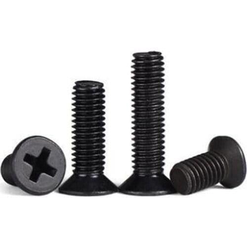 90pcs M3 Cross Countersunk Head Screw Flat Head Machine Screw KM Electronic Small Screw GB819 4mm-20mm Black Zinc