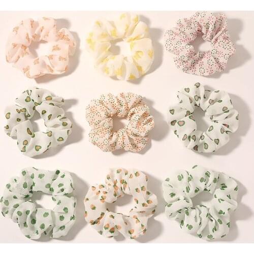 Sweet Cute Chiffon Headwear Accessories Kawaii Fruit Scunchies Women Korean Fashion Summer Scrunchies Soft lolita accessories