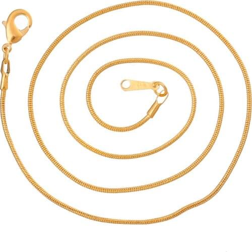 DoreenBeads Copper Snake Chain Necklace Gold Color DIY Making Necklace Collar Women Men Handmade DIY Jewelry 46cm long, 1 Piece