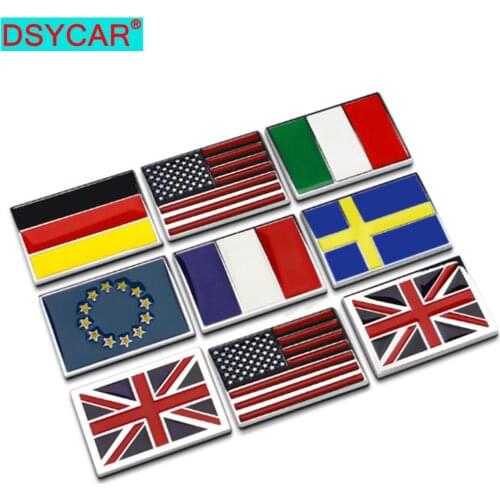 DSYCAR 1Pcs 3D Metal UK/US/Germang/France/Italy/Sweden/EU Flag Car Side Fender Rear Trunk Emblem Badge Sticker Decals for Cars