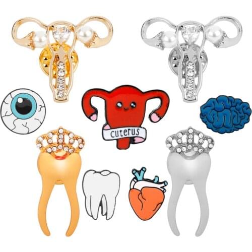 Human Organs Cuterus Enamel Brooch Uterus Feminist Badge Pin Broches Doctor Nurse Graduation Student Medical Gift