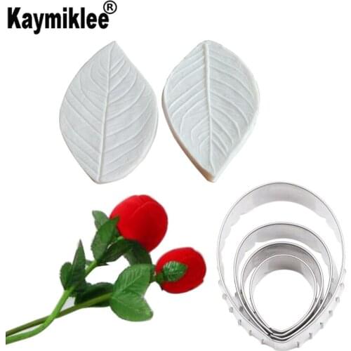 Rose Leaf Cake Molds 3D Flower Petals Veiner in Heart Shaped Fondant Silicone Mold For Wedding Cake Decorating Tools CS313