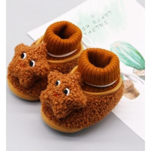 Baby Girl Cotton Cute Star First Walk Shoes Knit Warm Soft Bottom Shoes Baby Toddler Shoes New Arrival
