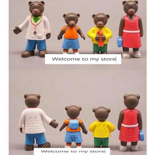 Pvc figure brownn bear family model toy Decoration 4pcs/set