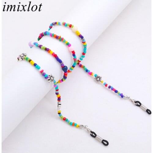 Imixlot 1PC New Fashion Colorful Beads Flower Glasses Chain Women Sweet Eyeglass Lanyard Neck Strap Eyewear Holder Accessories