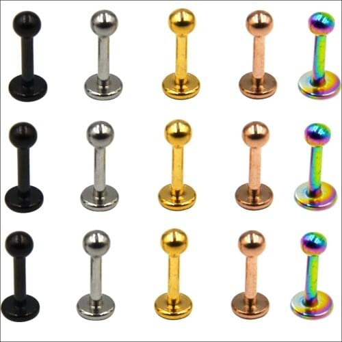 3PCS Surgical Steel Assorted Colors Ball Labret Stud Lip Piercing Ear Cartilage Tragus Helix Ring Fashion Charming Jewelry