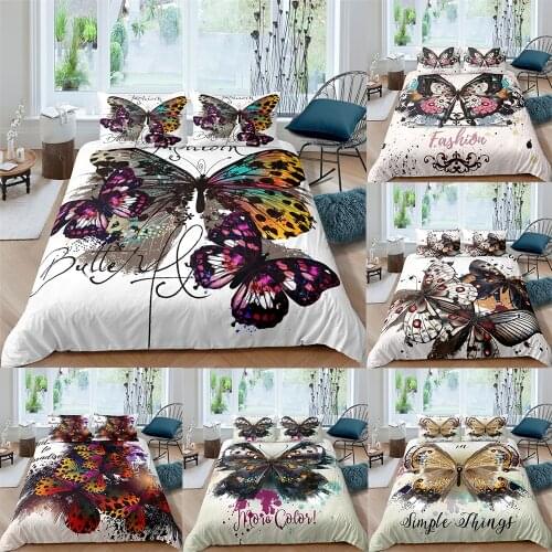 Butterfly Bedding Set 3D Cute Printed Duvet Cover Bedclothes Queen King Twin Size 2/3pcs Home Textiles Luxury Bedspread