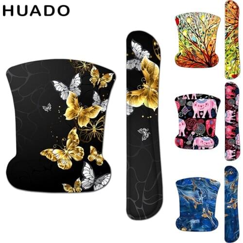 Mouse Pad with Wrist Rest and Keyboard Pad Anti Slip Bottom Soft Sponge Ergonomic Design for PC Computer