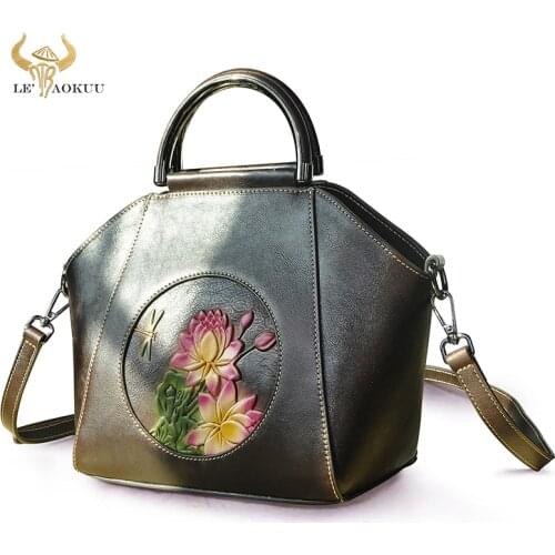 Coffee Flower Emboss Quality Leather Famous Brand Luxury Ladies Shopper handbag Shoulder bag Women Designer Female Tote bag 6639