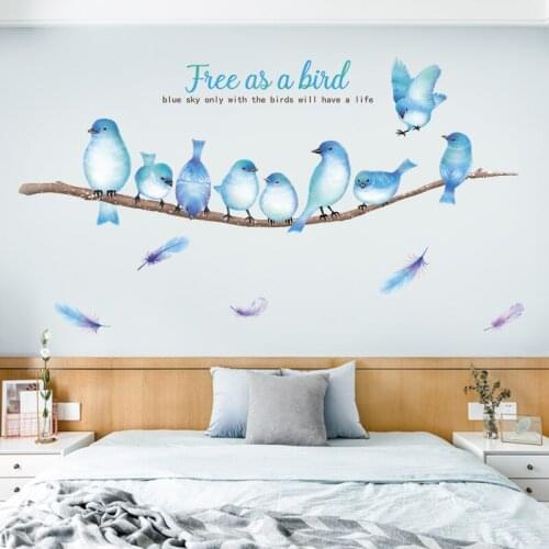 Creative Birds Wall Stickers Bedroom Living Room Wall Decoration Sofa TV Backdrop Decal PVC Self-adhesive Art Murals
