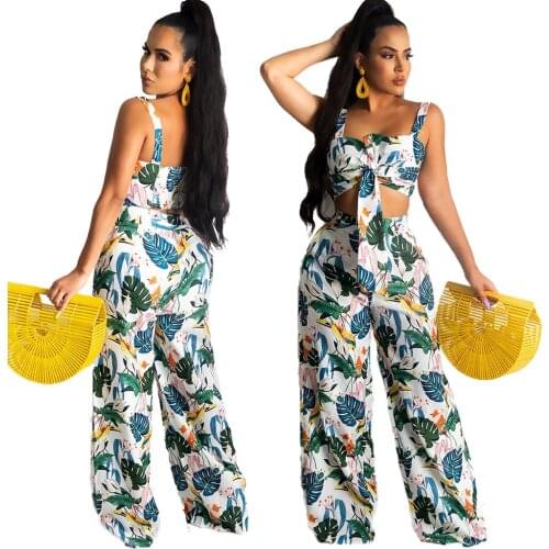 Summer Sexy Fashion Prairie Chic Style Two-piece Set Tube Top Sling Bow Short Crop Tops High Waist Wide-leg Pants Suit Hot Sale