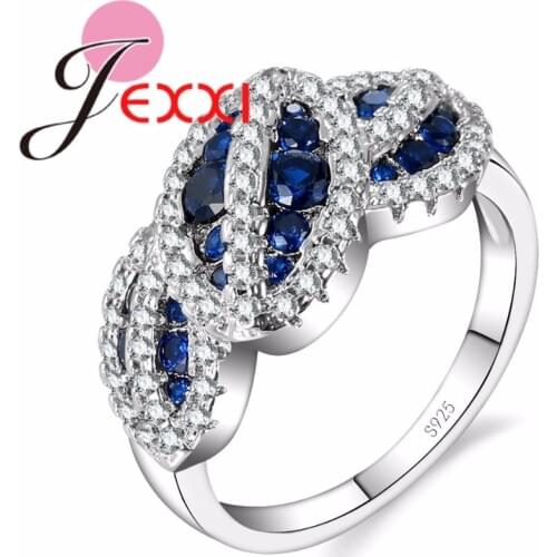 Fashion Rhinestone Jewelry Wedding Engagement Rings For women Silver Jewelry Vintage Bague Femme