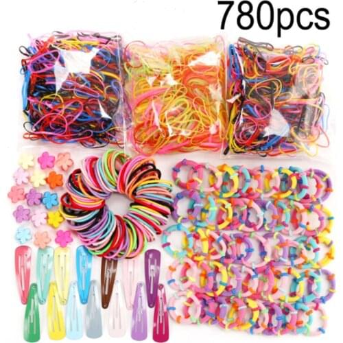 Hair Accessories Set Children Colorful Elastic Hair Bands For Girls Kids Cute Hairpin Mixed Rubber Band Hair Clips Headband Set
