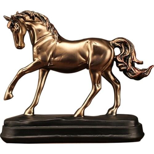 New Home Decor Resin Copper Horse Ornaments Artificial Wine Cabinet Crafts Home Decor Accessories Gifts Imitation Animal Figurin