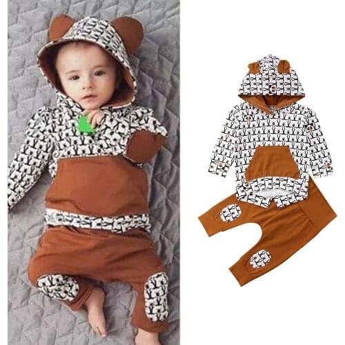 Toddler Kids Baby Girls Boy Autumn Outfits Clothes Hoodies + Pants Clothing Set 0-24 Months