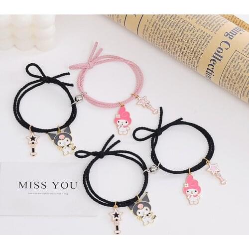 PNGJNG 2pcs\Set Cute Cartoon Couple Bracelet Magnet Ball Hand Men and Women Gift Friendship Charms Elastic Rope Jewelry
