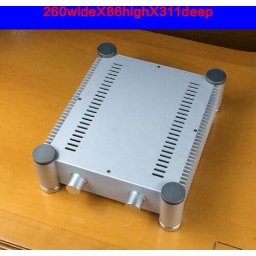 KYYSLB 260*86*311mm RD2607 All-aluminum Rounded Amplifier Chassis Box House DIY Enclosure with Feet Knob Amplifier Case Shell