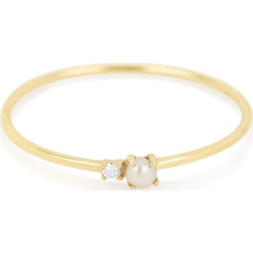 Simple delicate 925 sterling silver ring wholesale pave cz pearl stone Gold vermeil fashion jewelry