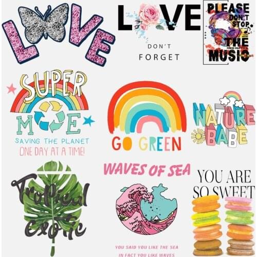 Rainbow Gay Heat Transfers For Clothing Iron On Transfer For Clothes Letter Thermal Stickers For T-shirt Skirt Diy Appliques