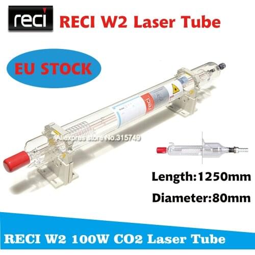 EU STOCK Reci W2 90-100W CO2 Laser Tube Dia. 80mm For CO2 Laser Engraving Cutting Machine Wooden Case Packing