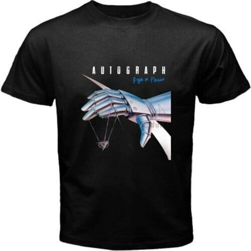 Rare Autograph Sign In Please Rock Music Mens Black T-Shirt Size S to 3XL