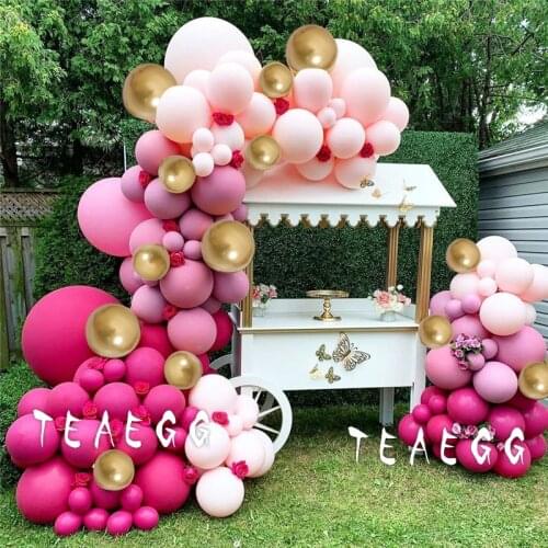150pcs Metallic Gold Balloon Garland Arch Kit for Birthday Baby Shower Weddings Party Decoration Retro Pink Balloons Backdrop