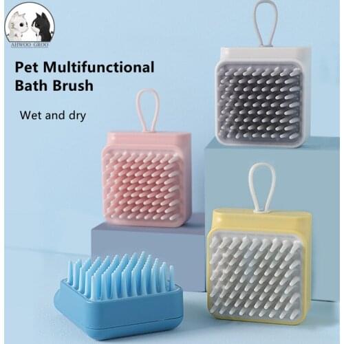 Pet Dog Cat Bath Brush Comb Multifunctional Brush Hair Fur Grooming Massaging Washing Comb Wet And Dry Remove Hair Open Knots