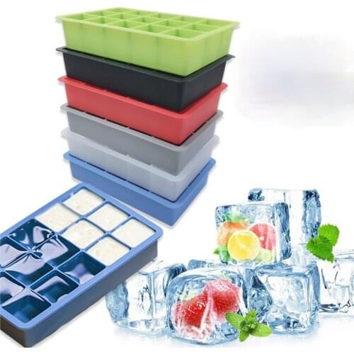 Silicone Ice Cube Maker Candy Cake Pudding Chocolate Container Easy-Release Square Shape Ice Cube Trays Molds Kitchen Tools