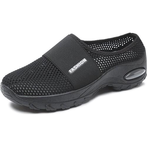 Large Size 42 Breathable Mesh Surface Slipper Women Slope Heel Thick Sole Set Foot Beach Shoes Women Fashion Zapatillas Mujer