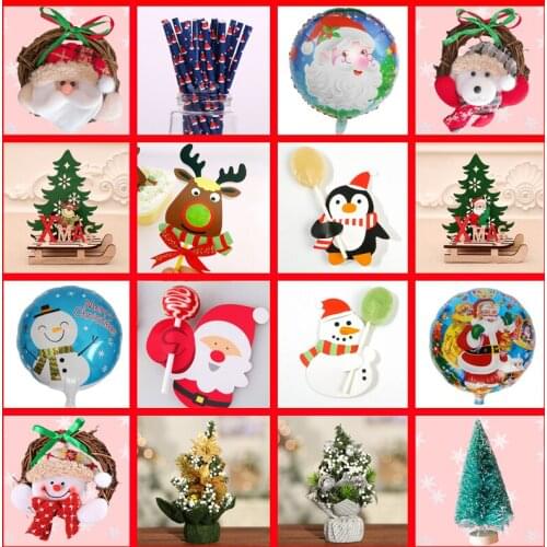 Merry Christmas Party Supplies Xmas Tree Ornaments Santa Claus Gift Snowman Toy Deer Wreath Hang Decoration For Home LED Light