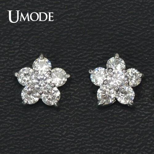 UMODE Classic Austria Cubic Zircon Crystal Five Petals Flower Tiny Cubic Zirconia Elegant Stud Earrings for Women UE0080