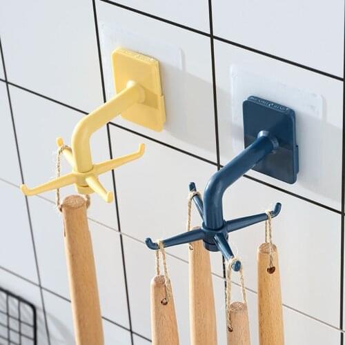 Rotatable Four-claw Storage Hook Kitchen Utensil Storage Rack Creative Door Key Seamless Strong Sticky Hook