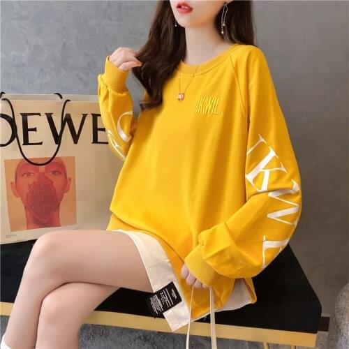Zoki Autumn Design Cotton Embroidery Sweatshirt Women Loose Casual Sweatshirt Print O Neck Mujer Pullover Korean Fashion New2021