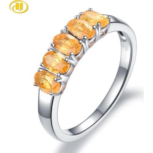 Natural Rare Orange Garnet Sterling Silver Womens Ring 1.6 Carats Gemstone Treasure Jewelry Unique Gemstone Anniversary Gifts