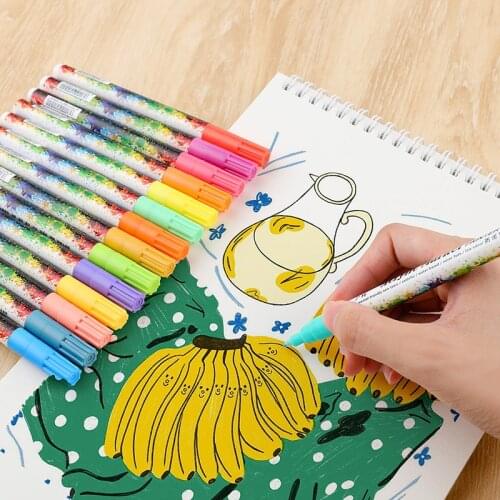 0.7MM Drawing Graffiti Marker Pen Signing Pen Ceramic Black Card Pen Color Drawing School Office Supplies DIY Album Handwriting