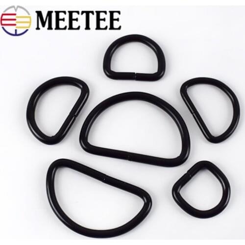 10/20pcs Meetee 15-50mm Metal O Ring Buckles Balck D Buckle for Luggage Garment Clothes Webbing Belt Hardware Accessories