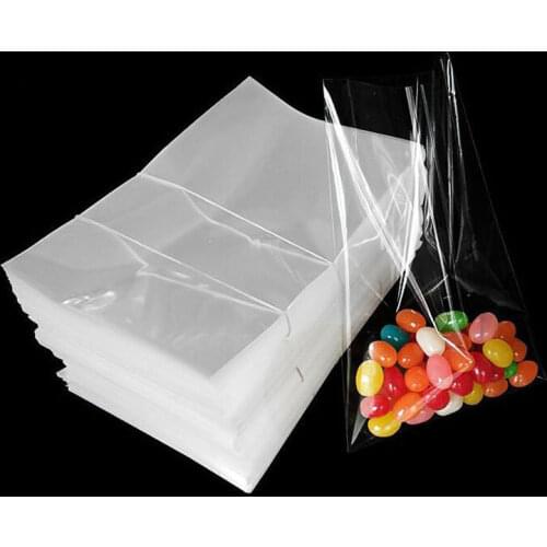 100pcs Clear Flat Open Candy Bags Cookies Chocolate Packaging Bag Wedding Party Sweets Lollipop OPP Plastic Gift Bag
