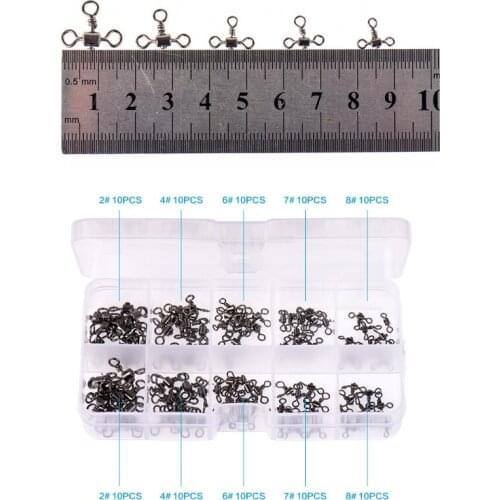 100PCS Fishing Swivels Carabiners Barrel Bearing Rolling Solid Ring Fishing Lure Connector Carp Tackle Accessories