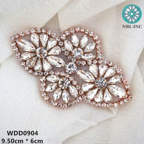 30PCS )Wholesale beaded crystal rhinestone applique patch iron on for wedding dress WDD0904