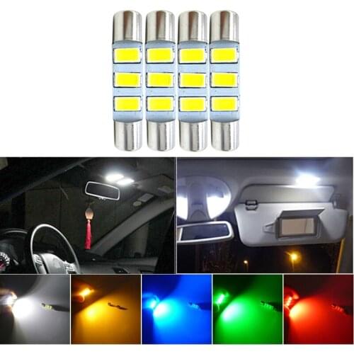 4x Car Interior Light 28mm 29mm 6614 LED Replacement Bulb 6614F 6612F Car Interior Vanity Mirror Sun Visor Dome Map Light Canbus