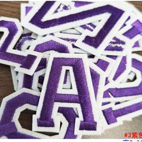 5pc Purple Embroidery Iron on Name Patch Alphabet Diy Stickers 26 Letters Sew on Kids Children Clothes Decoration Appliques