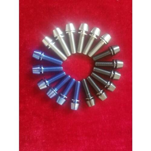 6pcs GR5 Bicycle Titanium Steel Screws Bolts With Titanium Washer M5*18mm TI-6al-4V DIN912 Inner Hexagon Ultralight