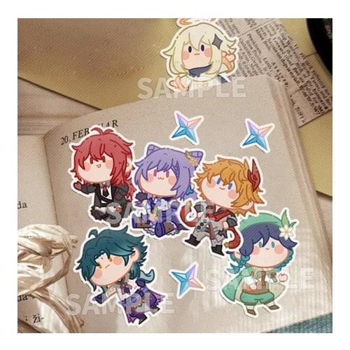 Anime Genshin Impact Diluc Tartaglia Zhongli Xiao Computer Refrigerator Luggage Sticker Paster Phone DIY Scrapbook Decal Decor