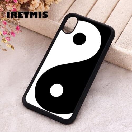 Iretmis 5 5S SE 2020 Phone Cover Case for iPhone 6 6S 7 8 Plus X Xs XR 11 12 Mini Pro Max Rubber Yin Yang Black And White