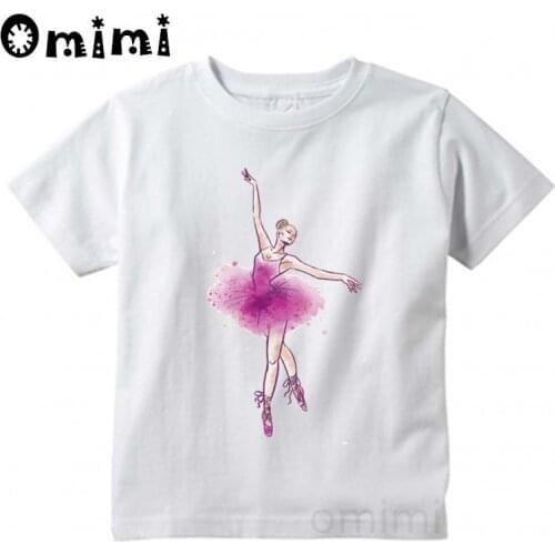 Kid Cute Ballet Dancing Girl T shirt Children short sleeve Clothing Funny cartoon Party Top Animal tshirt,ooo3086