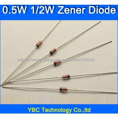 2000pcs/lot 1/2W 0.5W 2.4V 3.3V 5.1V 5.6V 6.8V 10V 11V 12V 18V 24V 27V 30V Zener Diode 26values for Your Choice
