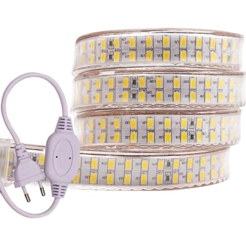 220V 110V Led Strip Light 5730 SMD 240LED/M Double Row Flexible Led Tape 5630 1m 5m 10m 20m 50m 100m with Power EU / US plug