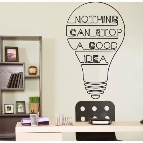 Good Idea Bulb Words Motivation Quote Wall Decal Home Decor Art Sticker Vinyl inspirational quote wall decal quote YO-1