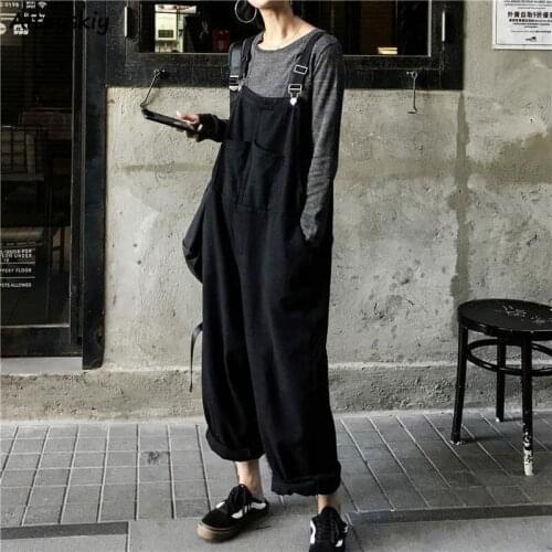 Jumpsuits Women Solid All-match Cool Girls Streetwear Pockets Chic Ulzzang Loose Students Harajuku Stylish Baggy Comfortable New